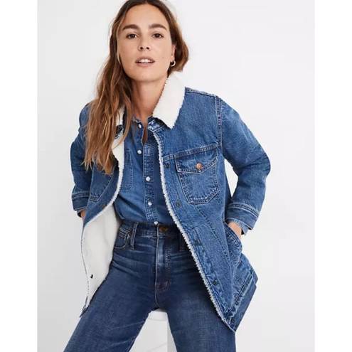 Madewell  The Oversized Jean Jacket Donaway Wash Sherpa