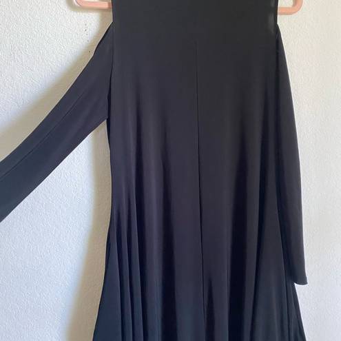 Joseph Ribkoff  Harem Drape Cold Shoulder Zip Up Chic Black Jumpsuit Size 8