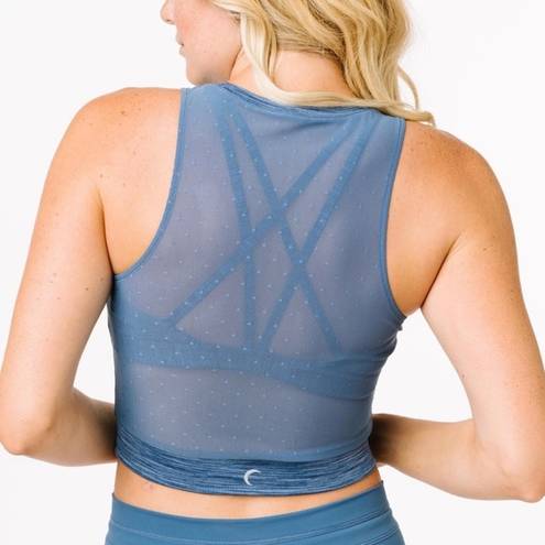 Zyia  Active Calm Blue Luxe Strappy Mesh Tank Top