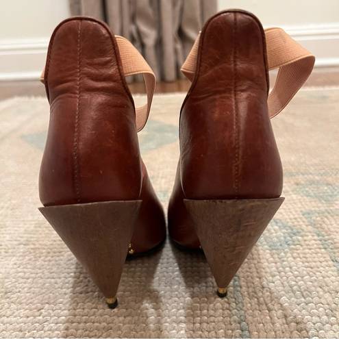 Givenchy  Paris Brown Leather Studded Wooden Cone High Heels | Size 6