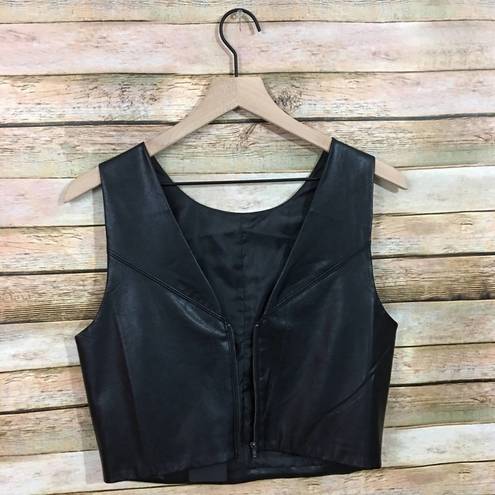 J.O.A. NWT Vegan Leather Crop Top - Black - Large