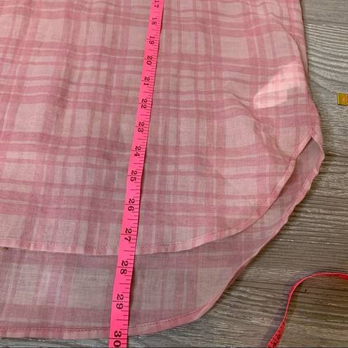 Vince  Peony Pink Plaid Half Placket Cotton Shirt sz M