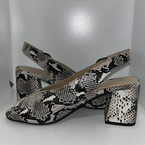 Seychelles  Playwright Snake Print Block Heel Slingback Peep Toe Sandals 7.5