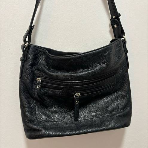 Krass&co Stone & . Black Leather Shoulder Bag Women’s Casual Adjustable Strap