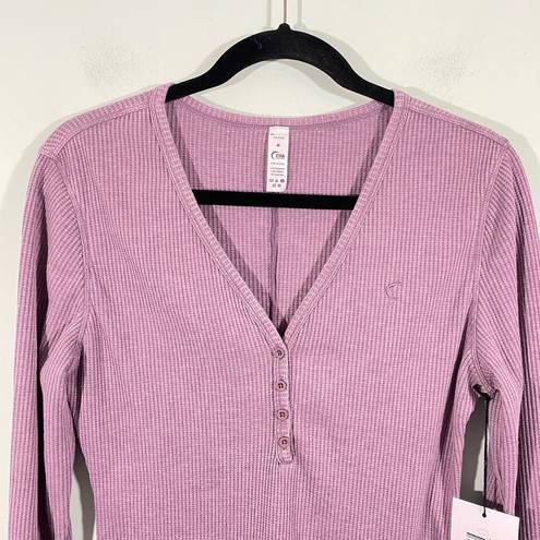 Zyia  Active Purple Lilac Don't Wake Me Up Long Sleeve Thermal Henley Size M NWT