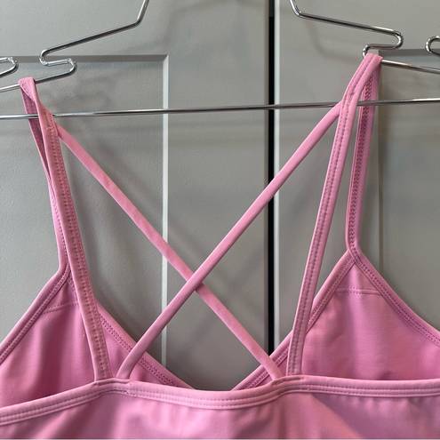 Carbon 38  Crochet Banded Macrame Pink Barbie Cropped Sports Bra Small Athletic