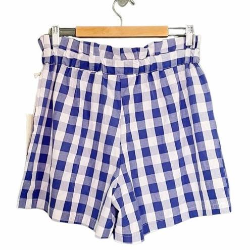 Joie  Gingham Shorts Blue & White Check Cotton Paper Bag Waist Women’s Size XL