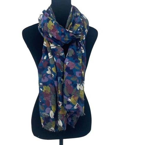 Edge Womens Leaf Print Frayed  Lightweight Scarf Multicolor Size 72” x 28”