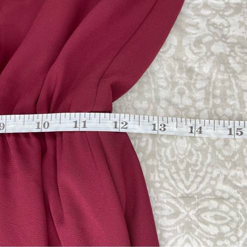 Lush Clothing Lush Burgundy Chiffon Sleeveless Pleated Blouson Mini Skater Dress Medium