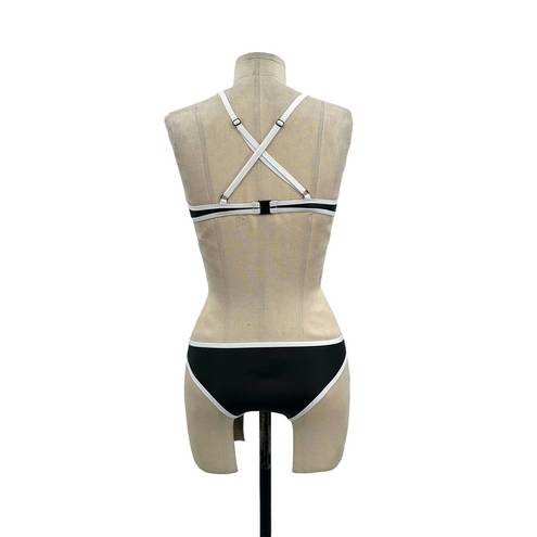 Hoaka Swimwear  Black White Trim Neoprene Two-Piece Bikini Set XS Plus / Small