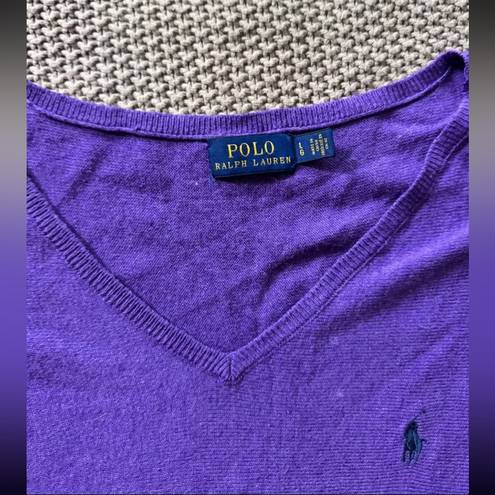 Polo  Ralph Lauren Women's Boyfriend Fit V-Neck Purple Sweater Size L