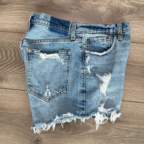 Abercrombie & Fitch  High Rise Distressed Mom Blue Jean Shorts Size 26