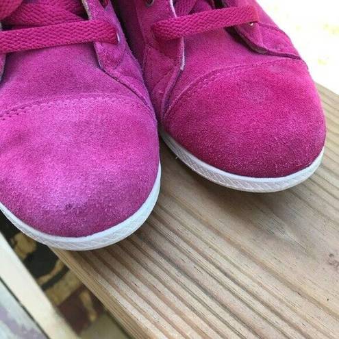 Crocs  Pink Suede Fold Over High Top Sneakers Womens Size 6