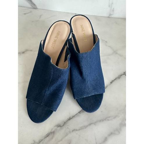 Nine West  Denim Mule Sandals Sz 7