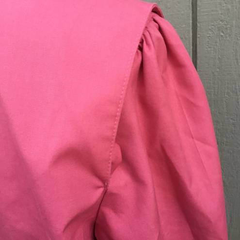 London Fog Vintage 80s  Coral Pink Zip Up Vented Windbreaker High Gathered Neck 6