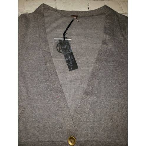 Poof Nwt  Apparel Women's Size Small Grey Fitted V-Neck Cardigan