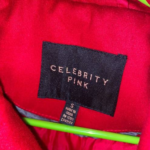 Celebrity Pink  red double-breasted pea coat