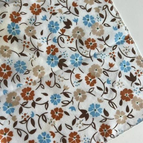 Vintage 90s Cottage Granola Brown Floral Cotton Square Neck Tie Bandana