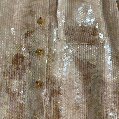 Pilcro  Anthropologie Sequin NYE blouse sparkle button up