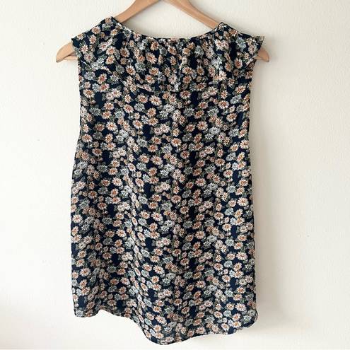 Blu Pepper Perch by  2XL Blue Daisy Floral Print Sleeveless Blouse Top Spring