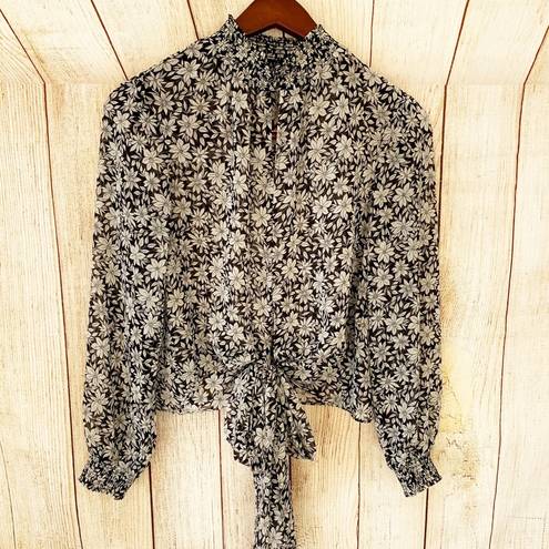 1. State Boho Casual Floral Print Tie Blouse M/L Business