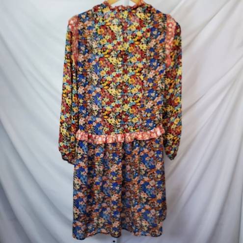 Code x Mode  Multicolor floral peasant babydoll dress sz XS