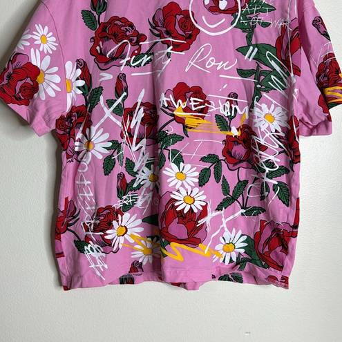 The Row First colorful floral roses daisy pink shirt size large