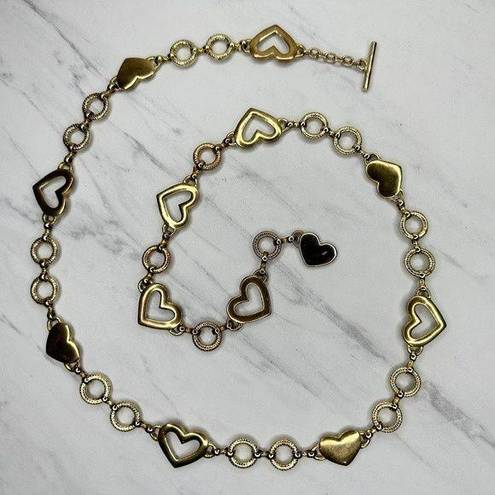 Vintage Heart Toggle Gold Tone Metal Chain Link Belt OS One Size