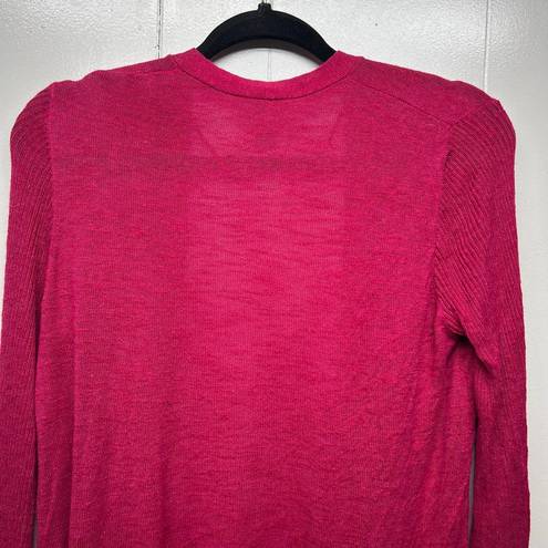 The Loft  Silk Ramie Blend Long Sleeve Open Front Women's Pink Cardigan Size Medium