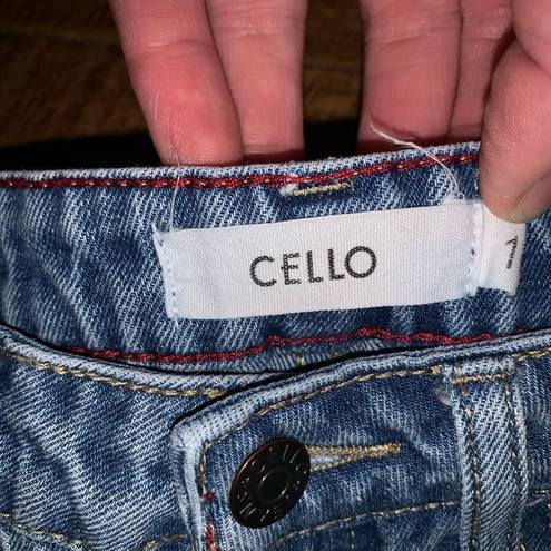 Cello  embroidered roses distressed size 1 high waist mom jeans