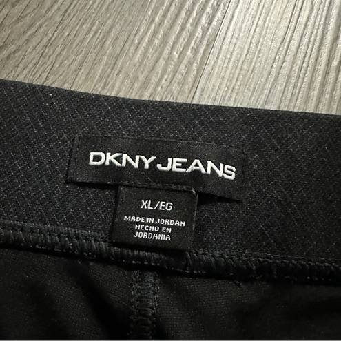 DKNY  Jeans Black Gray Ponte Diamond High Rise Straight Leg Pull-On Pants Size XL