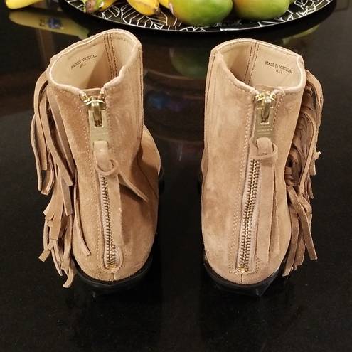 ALLSAINTS 💕💕 Layla Suede Fringe Boots ~ Cognac Sand Brown ~ 38 NWT (No Box)