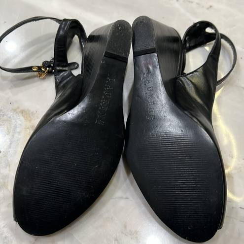 Ralph Lauren | Black Sling Back Wedges With Ankle Strap Size 8.5