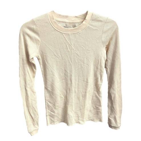 Everlane  The Organic Cotton Waffle Long Sleeve Tee Canvas Ivory Size XXSmall