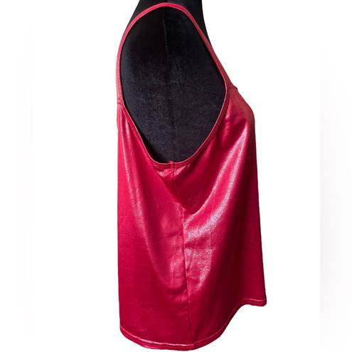 Glitz New Directions Red  Glam Grunge Punk Metallic Glitter Cropped Tank Top