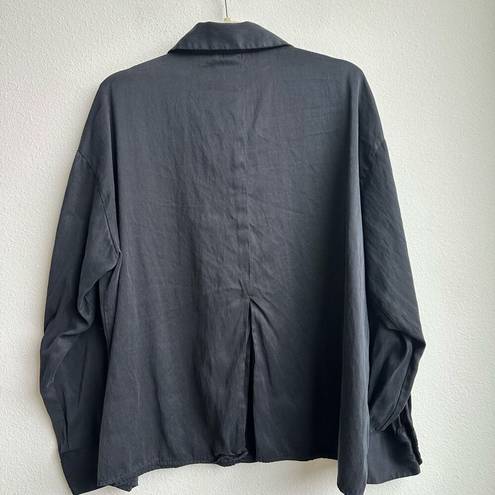 Djerf Avenue  On The Go Shirt in Ash Cupid Button Front Relaxed Size Large