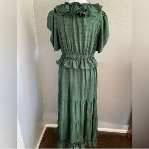 Moon River Green Frilly Ruffled Maxi Dress Wedding Summer Party Cottagecore  M
