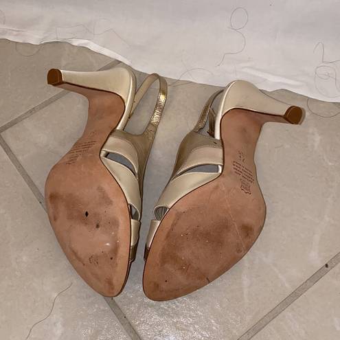 Bebe Italian Leather Gold Heels