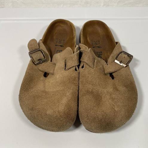 Birkenstock  Boston Suede Clogs Soft Footbed Beige Womens EU 38N US W7 -some wear