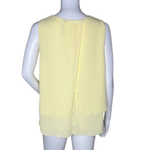 Mango MNG  Shirt Womens 6 Yellow Layer Blouse Chiffon Casual Office Spring Easter