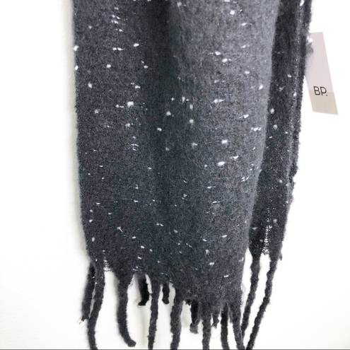 BP  Nordstrom Speckled Fringe Trim Muffler Black Chunky Oversized Winter Scarf