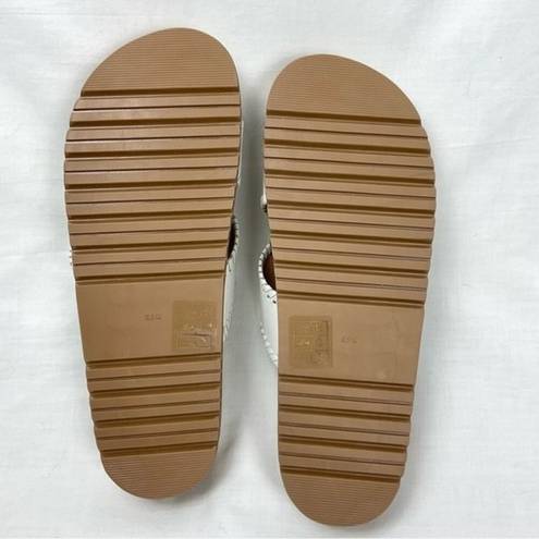 Jack Rogers  White Slide Sandal Lexi 8.5 Criss-Cross Leather Padded Footbed New