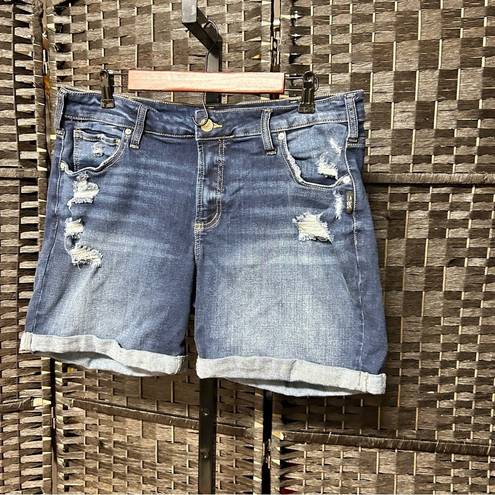 Silver Jeans  Co. Denim distressed shorts cuffed pockets stretchy size 14