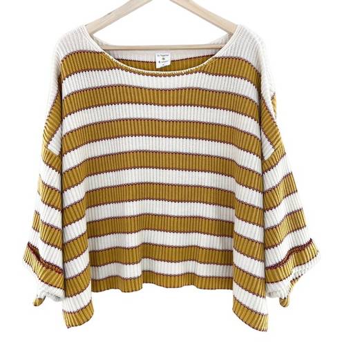 By Together  Women's Striped Oversized Boxy Cropped Knit Sweater size Medium