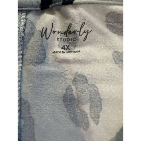 Wonderly  womens light blue leopard print top 4X