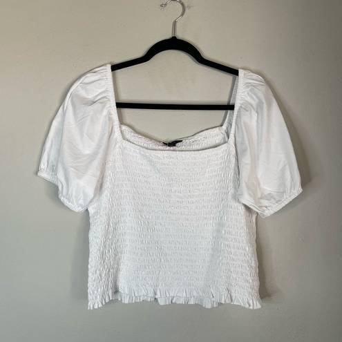 J.Crew  Smocked broken-in jersey cropped top white