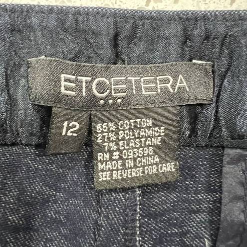 Etcetera  Size 12 Denim Style Pants Wide Leg Stretch High Rise Waist Women’s Blue