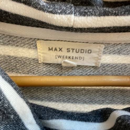 Max Studio  Weekend Grey & White Strip Cowl Neck Oversized Cozy‎ Sweater