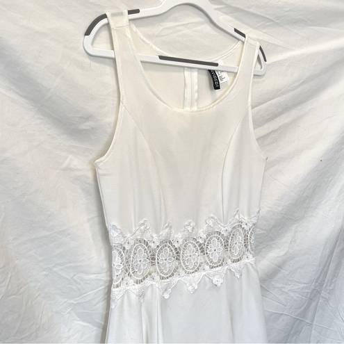 Divided H&M  | Lace Fit & Flare Dress with Appliqué Waist | White | Size: 2
