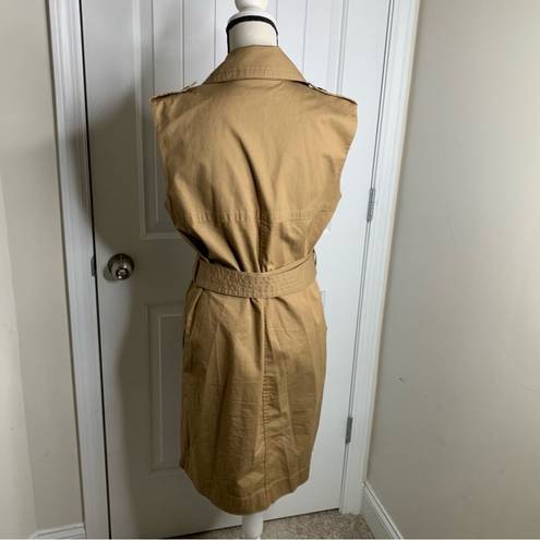 Banana Republic  tan trench double breasted belted sleeveless vest jacket small